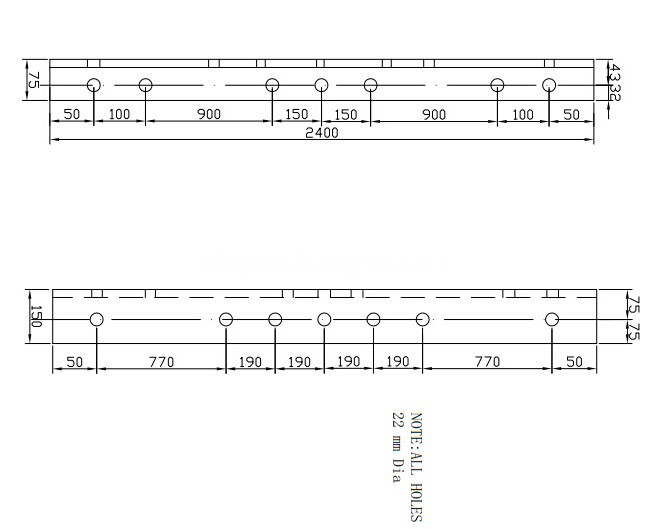 cross arm 2400x150x75x10