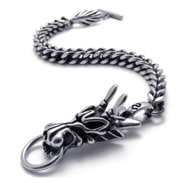 Pulseira de titânio aço inoxidável jóias Casting clássico moda masculina dragão