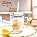 Clear Glass Milk Straw Mugs Drinkware Glass Cup