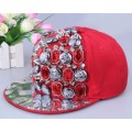 Hot selling fashion rock design rhinestone crystal rivet snapback cap hat for unisex