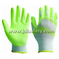 White/Hi Viz Yellow Nylon Work Glove with PU Palm Coated (PN8115)