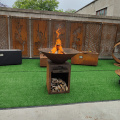 Outdoor kitchen corten stee grill bbq