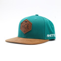 Leather Patch 5 Panel Suede Brim Snapback Hat