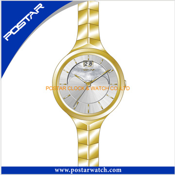 Ladies Fashion Quartz Watch with Stainless Steel Band