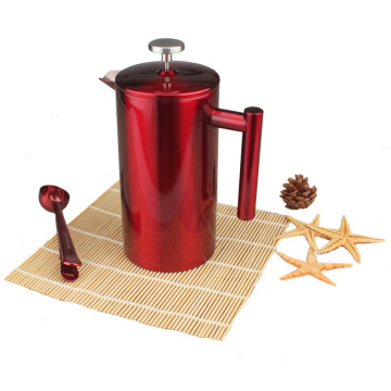 Elegant Red Stainless Steel French Press Coffee Maker