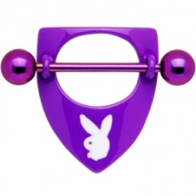 Playboy roxo titânio coelho cabeça escudo piercing no mamilo