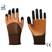 Poliéster Shell Nitrilo medio guantes de trabajo de seguridad recubiertos (N7001)