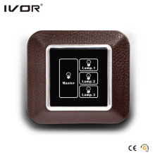 3 Gangs Lighting Switch Touch Panel with Master Control Leather Outline Frame (AXL-LE-L3M)