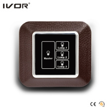 3 Gangs Lighting Switch Panneau tactile avec Master Control Leather Outline Frame (AXL-LE-L3M)