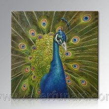 Pintura moderna del pavo real del arte moderno de la lona (AN-090)