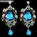 Retro Blue Crystal Drop Earrings para mulheres