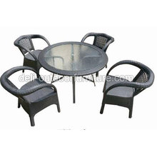 Chaise de rotin extérieur 4 repas ensemble dinant rond