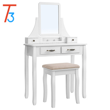 Dressing Table with Mirror and Stool White