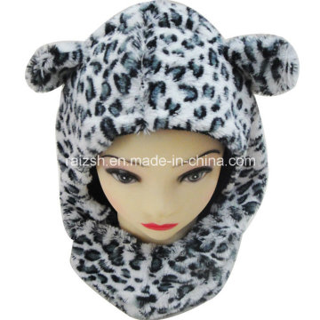 Crianças Leopard Cubs Hat Cachecol Headgear Integrado