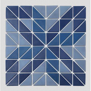 Blue triangle art wall tiles for swimming pool