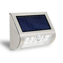 9LED Lâmpada solar PIR Sensor de movimento impermeável IP44 Iluminação exterior Iluminação de parede solar sem fio de aço inoxidável