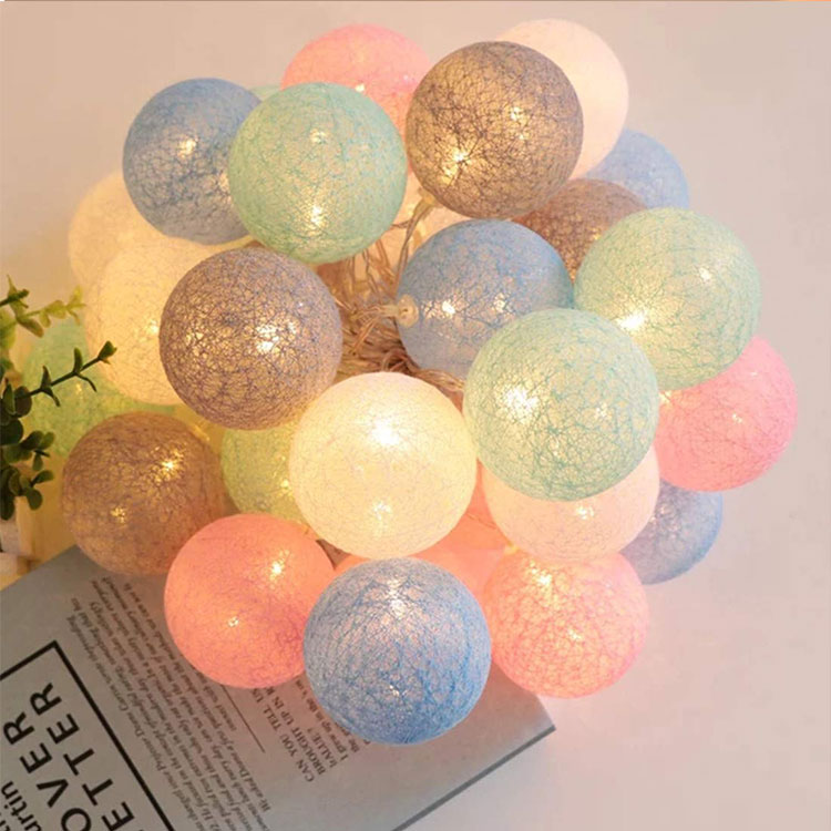 2 aa battery led cotton ball string light