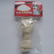 Masticar perro de 4 &quot;-5&quot; hueso nudo plano blanco para el perro