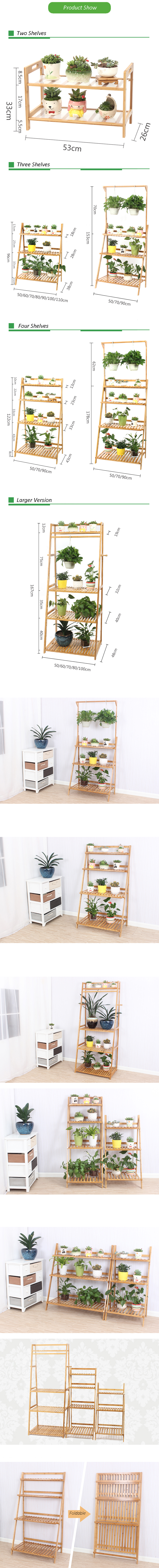 Balcony Floor Standing Bamboo Flower Rack