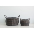 Round coffee drum-like plastic rattan basket