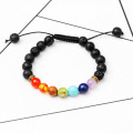 Bracelet chakra 7 pierres de lave ajustable