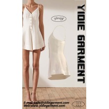 Leinenmischtaste Flared Spaghetti Strap Short Playsuit