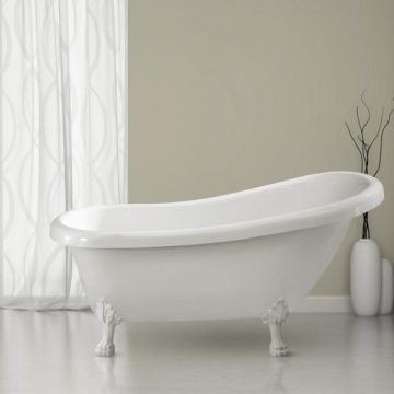 Luxury 59 Inch Clawfoot Black Freestanding Bathtub