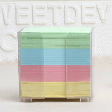 Sticky notes memo pad with plastic box