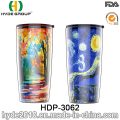 Taza plástica de 20 oz por mayor de doble pared, promoción BPA libre vaso plástico con paja (HDP-3062)