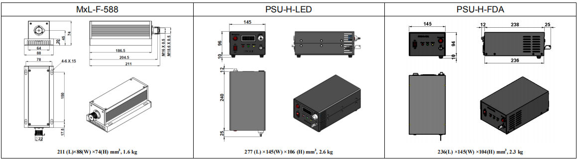 300mw 588nm yellow laser