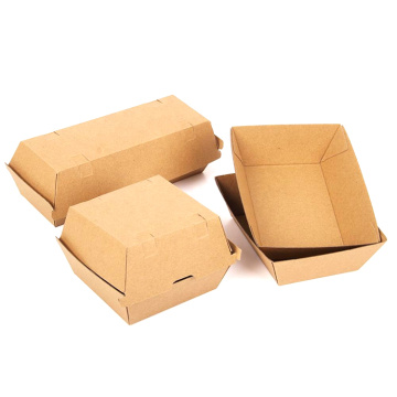 Оптовые биоразлагаемые портативные коробки из крафт-бумаги на вынос, упаковочные одноразовые коробки для фаст-фуда для жареной курицы