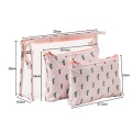 Custom Logo Pattern Printed 3 Pieces Set PVC Cosmetic Shopping Bag