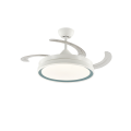 White Ceiling Fan with Blue Lampshande