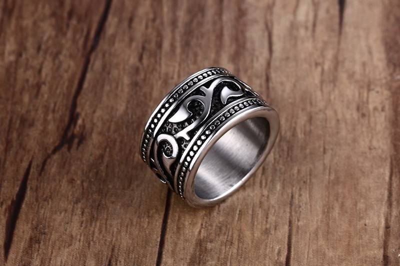 Antique Silver Plated Stainless Steel Ring For Men