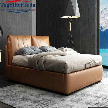 Luxury modern bedroom bed genuine leather bed