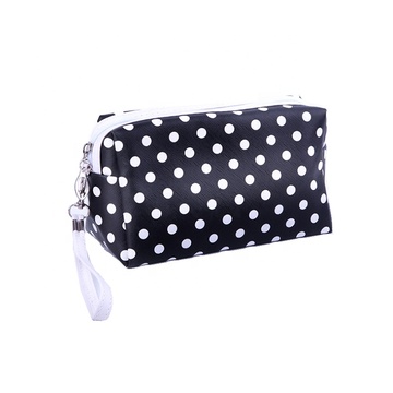 Custom Logo Luxury Cute Polka Dots PU Makeup Cosmetic Case Bag