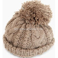 Solid color big bobble knit winter hat patterns