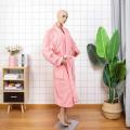 pink long  cotton bathrobe robes for women