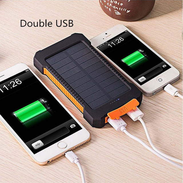 Solar Power 2000mAh External Dual Ports Powerbank