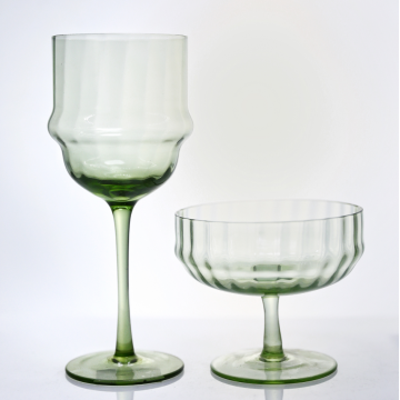 hand blown ripple wine glass champagne saucer