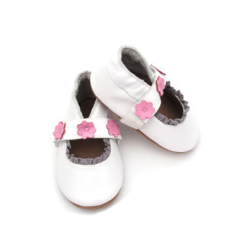 2018 chaussures habillées pour bébé en cuir à fleurs blanches fantaisie