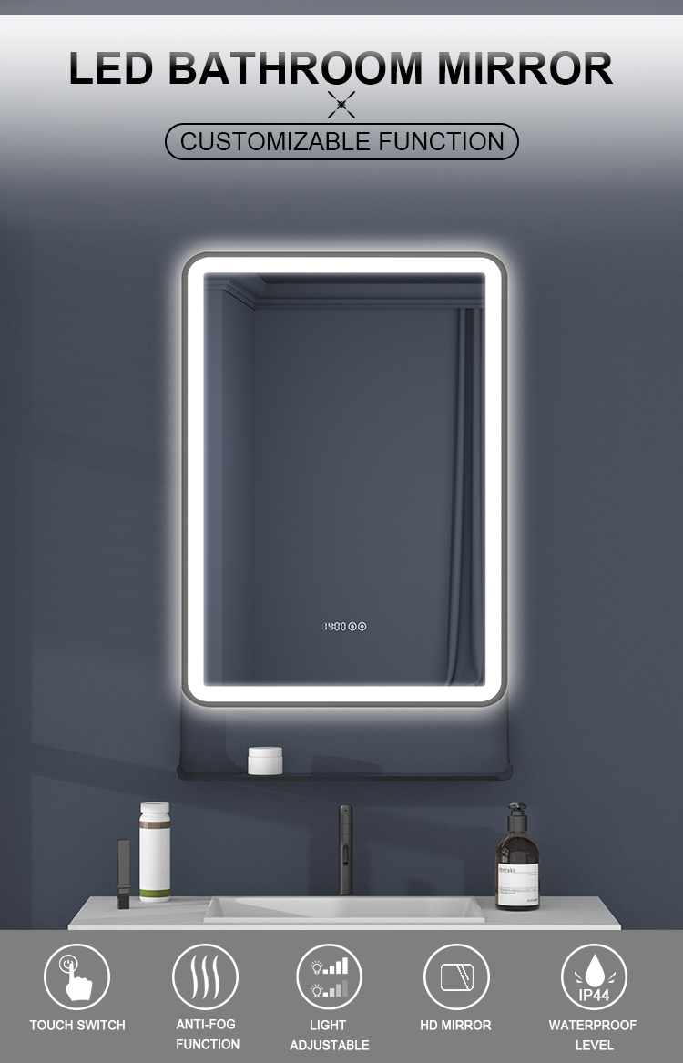 New design lighted Bathroom Mirror With Shelf