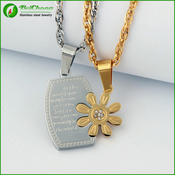 fleur amant couple acier inoxydable Collier pendentif