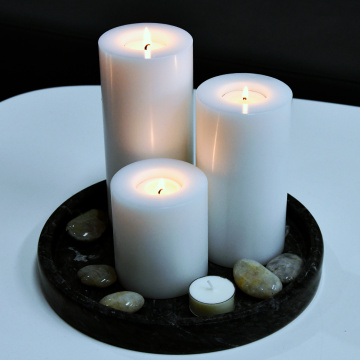 White Resin Hurricane Artificial Tea Light Candle Holders