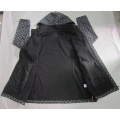 Yj-1067 Impreso Negro Microfleece impermeable transpirable Womens Hooded Softshell Jacket