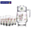 Luminarc 7PCS Ensemble d&#39;eau en verre imprimé avec couvercle en plastique (G5114)