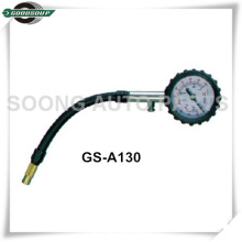 Single-head Dial Type Tire Gauge with flexible hose and air release valve