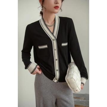 Nouveau cardigan rayé pour cardigan col V femme