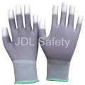Grauen Nylon-Handschuh mit PU beschichtet auf Fingerspitzen (PN8012)
