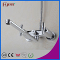 Fyeer Double Handle Long Spout Brass Bath Faucet with Diverter